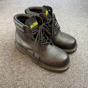 National Insulated Composite Black Leather Safety Steel Toe Boots Men's Size 5.5